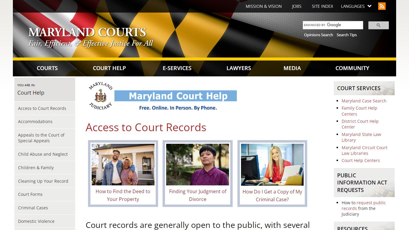 Access to Court Records | Maryland Courts
